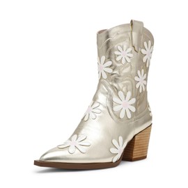 Betsy Johnson Women's Teddyy Western Boot, Gold, 5.5