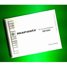 Unbranded Owners Manual for Marantz NR1604 Surround Receiver 168 Pages With Clear Covers!