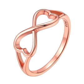 ChicSilver Rose Gold Plated Infinity Heart Promise Rings for Women 925 Sterling Silver Infinity Fine Jewelry Engagement Wedding Band Rings Size 7