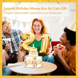 Meiidoshine 21st Birthday Money Box for Cash Gift, Surprise Pull Out Money Gift Box with 100Pcs Transparent Bags - Fun Ways to Give Cash as A 21st Birthday Gift for Girls Boys