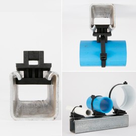 Uniclamp Strut Clamp for Piping and Conduit (10pcs & 100pcs), 3/8" to 5" Universal Size, Tool-Free Install, Made in USA, Non-Corrossive, Non-Conductive. (Uniclamp + Stainless Strap, 10)