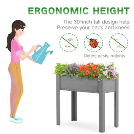 Raised Garden Bed with Legs (31x16x31''), Solid Wood Elevated Planter Box for Outdoor