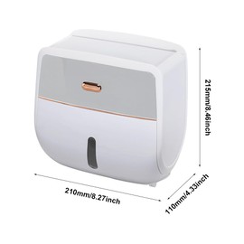 Toilet Paper Holder Wall Mount, Self Adhesive Paper Towels Holder with Drawer and Shelf Watertight Tissue Dispenser Semi-Auto Switch Toilet Tissue Roll Holders for Bathroom(Grey)