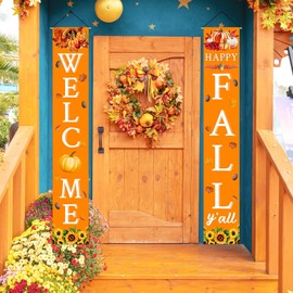 Fall Banner Fall Decor for Home Happy FALL Welcome Hanging Banner Porch Signs for Autumn Harvest Thanksgiving Decorations Outdoor Indoor