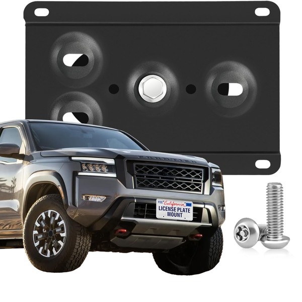 Steel No-Drill Front Bumper License Plate Bracket – Anti-Theft Tow
