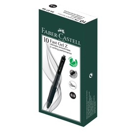 Faber-Castell 27111023 Fast Gel Z Gel Ink Ballpoint Pens, 0.5mm, Black, Set of 10