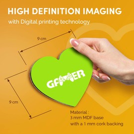 Destination Vinyl ltd Great Coasters (Set of 2) Heart - Green Gamer Computer Gaming Sign Drink Glossy Coasters/Tabletop Protection for Any Table Type #16192
