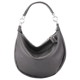 SH Leder Mina G668 Women's Crescent Shaped Bag Stylish Banana Shoulder Bag Leather 30 x 22 cm, black