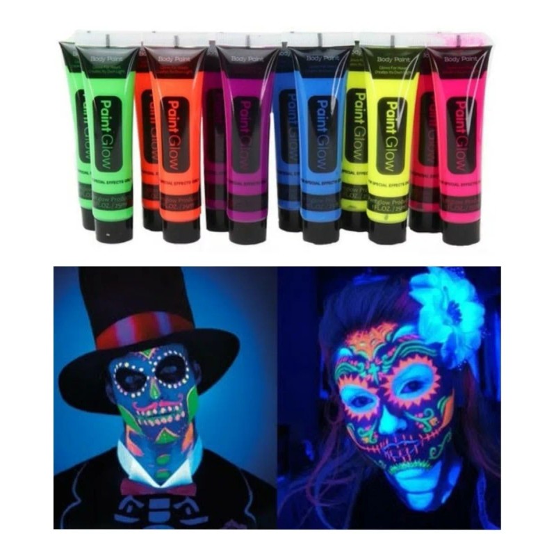 Go Shopgo 60 Tubos Pintura Corporal Neon Glow Luz Negra