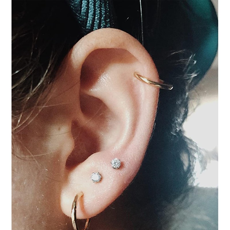 QWALIT 18g Threadless Nose Stud Flat Back Nose Studs Flatback