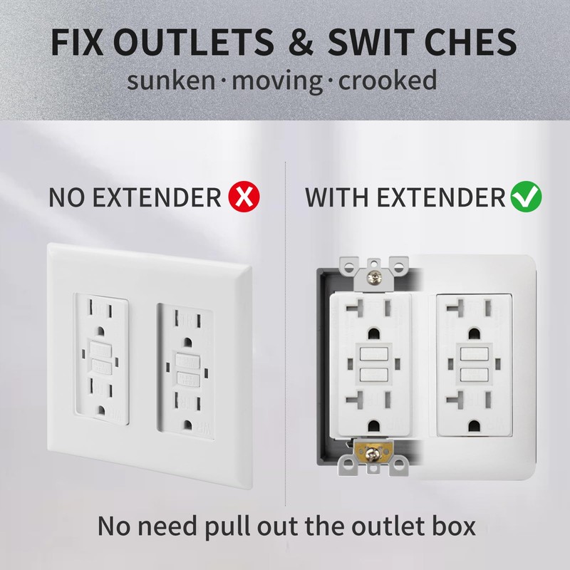 XGGYA 1/2” Double Gang Receptacle Outlet Box Extender,Gray Electrical Box