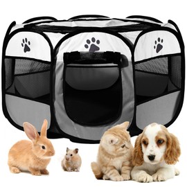 MeYuxg Puppy Run 114 x 114 x 58 cm, Pet Dog Fence, Portable Playpen for Indoor and Outdoor Use, Dog Enclosure, Cat Enclosure, Suitable for Dogs, Cats and Small Animals, Grey