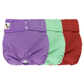 JM Female Dog Nappies - Highly Absorbent, Breathable Dog Nappy with Microfiber Pad & Waterproof Layer - Dog Period Pants Pack of 3, Washable Medium (Fit for 14"- 20" waist) Multicolor