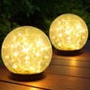 ASOMST 2-Pack Garden Solar Lights Outdoor, Cracked Glass Ball Light