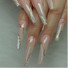 Customizable 20/24 pieces Press-On nails (MARBLE WATERFALL)