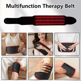 TECKZOON Vibration Red Light Therapy Belt with 105 LEDs, 5 Modes, 10 Hz Pulsed Adjustable Light Therapy Support Wrap with Heat and Timer for Body, Waist, Shoulder, Back