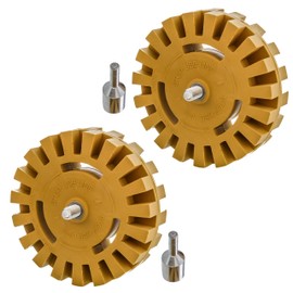 TCP Global Rubber Eraser Wheel with Drill Adapter (2 Pack) - 4” Knobby Slotted Edge Pad - Decal Remover Wheel - Sticker Remover Tool - Removes Adhesives on Car, Auto, Boat, RV & Signs