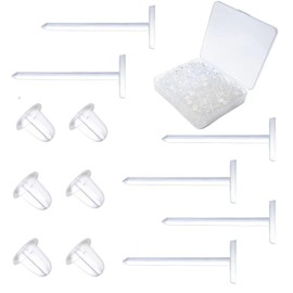 Invisible Earrings for Work, 300 Pairs Clear Plastic Earring Posts and Backs for Sensitive Ears, Blank Pins for DIY Earring Making 5mm