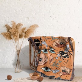 Cuiforest Boho Throw Blanket Sofa Colorful Cotton Blanket Retro Bohemian Tapestry Reversible Hippie Sheets Room Decor (Orange)