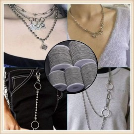 5m Ball Bead Chain 2mm Stainless Steel Bead Chain Roller Blind Chain with 50Pcs Connectors for DIY Jewelry Making, Silver