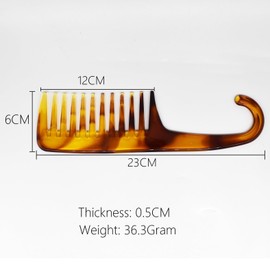 Amber Color Wide Tooth Hair Comb, Large Hair Detangling Shower Shampoo Comb Hairdressing Hair Styling Comb Designed for Curly Hair or Long Wet Hair (ZKABN37)