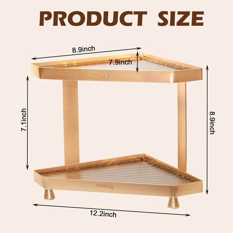 YUPER Bathroom Organizer Countertop, Triangle 2-Tier Bathroom Organizers and Storage,