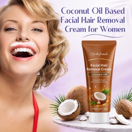 2PCS Coconut Oil Formula Hair Removal Cream,Plant Extract Facial Hair Removal Cream for Effective Hair Removal,Coconut Oil Based Gentle Body Hair Remover Cream,Suitable for All Skin Types 100g/3.53 OZ