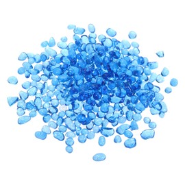 uxcell Round Fire Glass Beads, Glass Marbles, Glass Pebbles, Vase Fillers Beads Gems for Fish Tank Aquarium 6-9mm 300g/0.67 Lbs Sky Blue