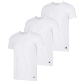 Body Glove Mens 3-Pack Micro Modal Crewneck T Shirts, Cool Plain Undershirts & Gym Tshirts, Multipack White Tees, Small