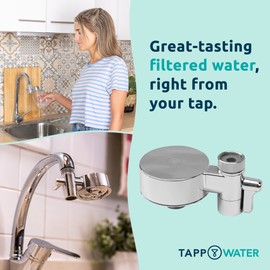 Tappwater EcoPro Compact Tap Water Filter for Sink with Advanced Filtration System – Reduces Chemical Contaminants, Chlorine & Heavy Metals (PFOA & PFOS) – Easy-Install Faucet Filter, 400L Capacity