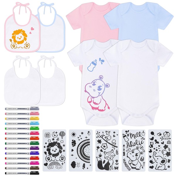 Spetsbst Pack of 27 Baby Bibs for Painting, Bodysuits for