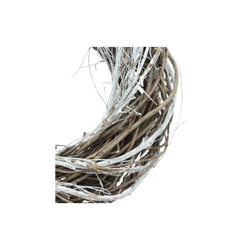 FRANK FLECHTWAREN Rustic Wreath, Magnolia / Elm Branches, Partially Whitewashed