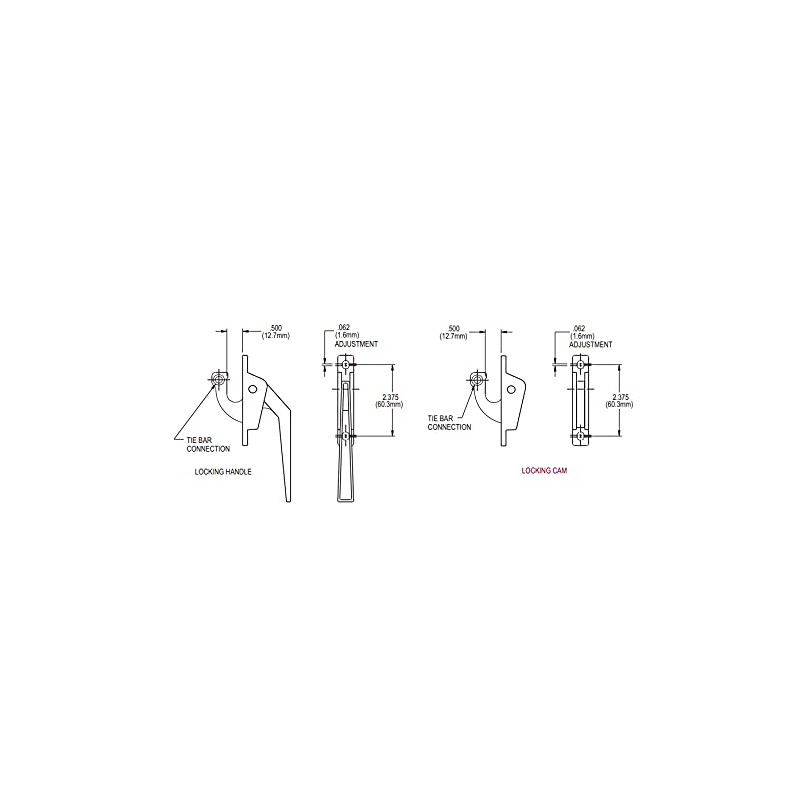 WRS Truth Lower Casement Locking Handle- Aluminum 1/2" for Tie