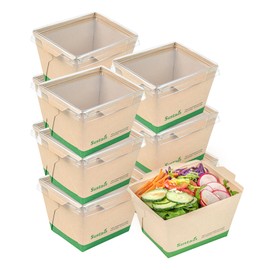 Restaurantware-Sustain 17 Ounce Sturdy Paper Take Out Boxes, 50 Disposable Take Out Food Containers - With PLA lining, Lids Sold Separately, Bamboo Paper Containers, Compostable, Click-Lock Design