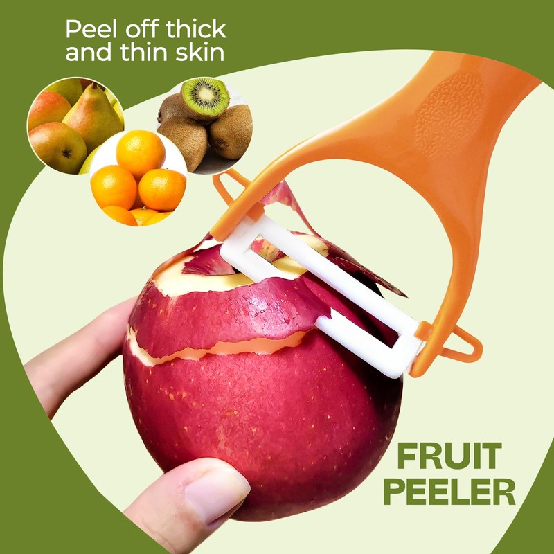 Trez Treamer 6PCS Vegetable Peeler Set with Sharp Blade,Ceramic Apple