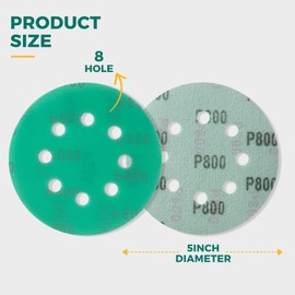S SATC 5 Inch Sanding Disc 800 Grit Sandpaper 8 Holes Orbital Sandpaper Hook and Loop Sanding Discs Orbital Sander Pads 50 Pack