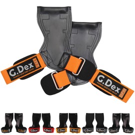 G.Dex Power Grip, Professional Product, For Weight Training, Gym Training, Unisex, Muscle Training, Rubber Grip, Wrist Support, Genuine (Orange, Large)