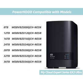 PowerHOOD 12V AC/DC Adapter Compatible with Western Digital WD My Cloud Expert Series EX2 Ultra Network Attached Storage WDBVBZ0080JCH- NESN WDBVBZ0120JCH- NESN Power Supply Cord Charger Cable PSU