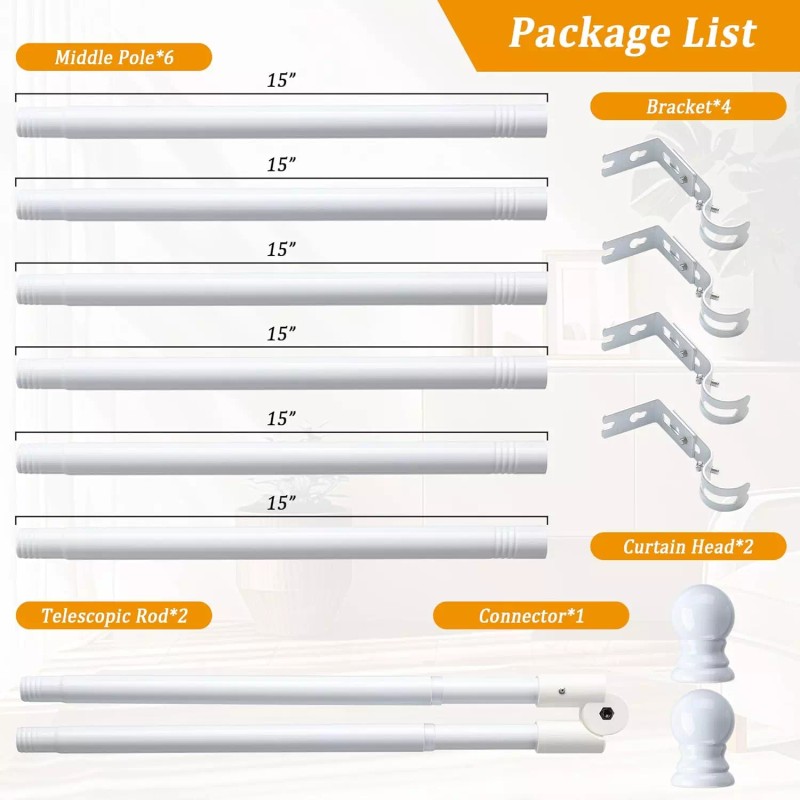 Nicecho L Shape Heavy Duty Curved Curtain Rods for 2