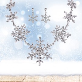 EVER FAITH Austrian Crystal Winter Snowflake Bridal Necklace Earrings Set Clear Silver-Tone