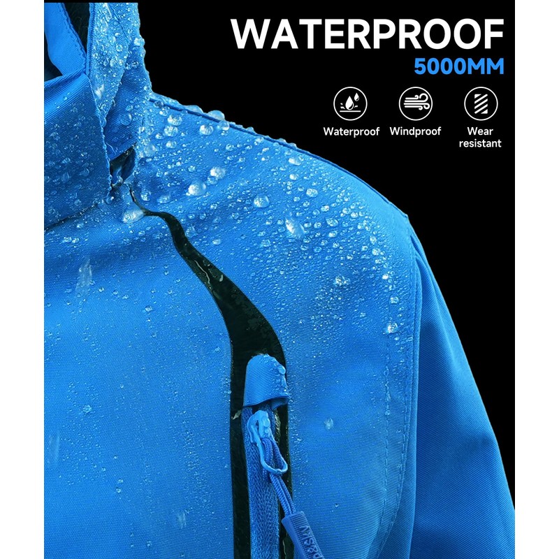 YoungSoul Kids Waterproof Rain Jacket with Detachable Hood - blue,