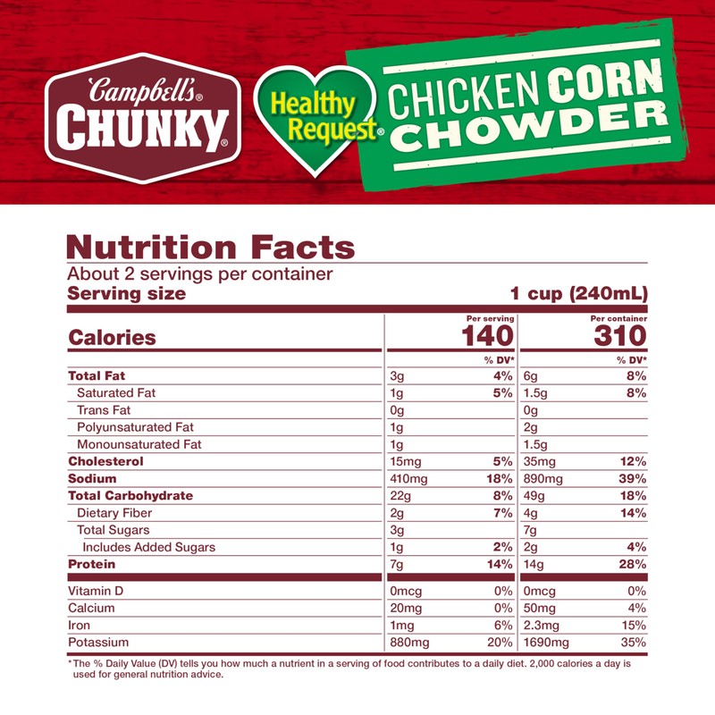 Campbell's Chunky Soup, Healthy Request Chicken Corn Chowder Soup, 18.8
