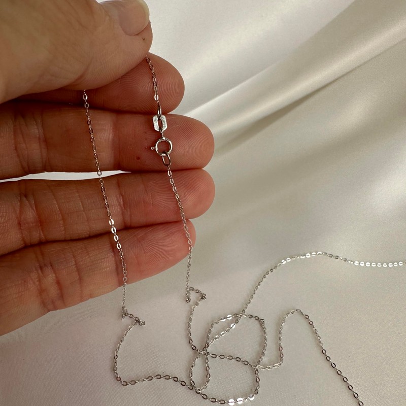 9ct White Gold Hammered Trace Chain 24 Inches