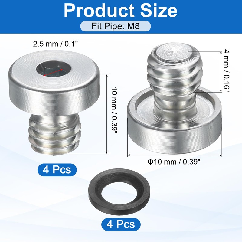 sourcing map 4Pcs M6x1 Inner Hex Head Pipe Fitting Plug,