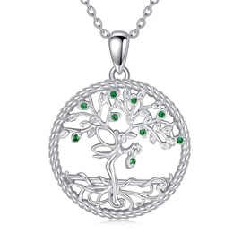 YAFEINI Tree of Life Necklace for Women 925 Sterling Silver, Guardian Angel Pendant with Cubic Zirconia Jewellery Gifts for Wife, Mum and Girlfriend(Guardian Angel Necklace)