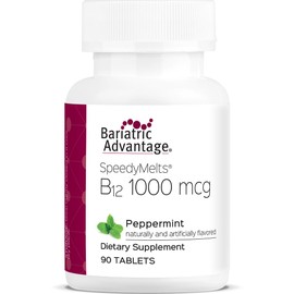 Bariatric Advantage SpeedyMelts B12 1000 mcg - Fast Melting with 200 mcg of Folic Acid for Nutritional Support* - Peppermint - 90 Count