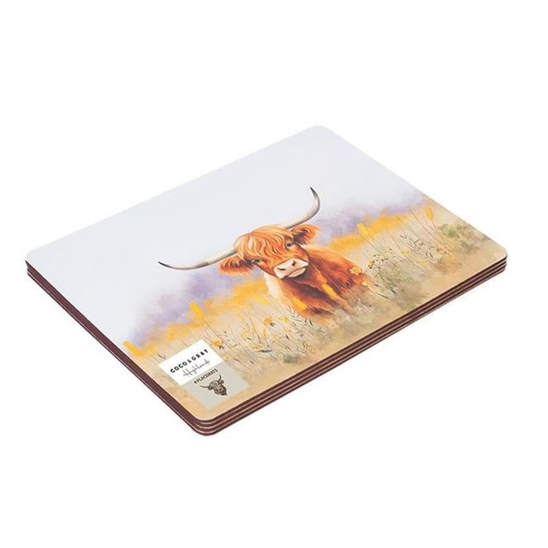 YöL 4 Highland Cow Placemats & 4 Coasters - Dining