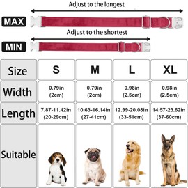 Velvet Dog Collar with Sailor Bow - Puppy Collar with Zinc Alloy Safety Buckle, Adjustable Soft Dog Bow Tie Collar, Detachable Breakaway Dog Collar w/Metal D-Ring for Small Medium Large Dogs