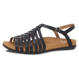 Dansko Jennifer Adjustable Fisherman-Style Sandal for Women - Leather Linings and Uppers for All-Day Comfort - Dual-Density EVA Footbed and Lightweight Rubber Outsole Black 7.5-8 M US