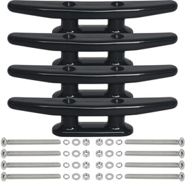 Boat Cleats Nylon 5 Inch, Black Dock Cleats 4 Pack, Boat Dock Cleats with Bolts Ideal for Marine, Deck, Nautical Decor
